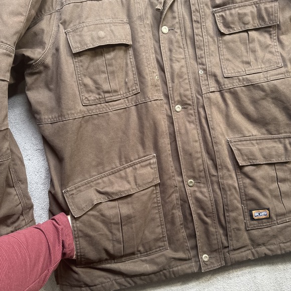 Big Smith mens brown canvas work chore jacket utility pockets‎ lined 2XL - Picture 6 of 14